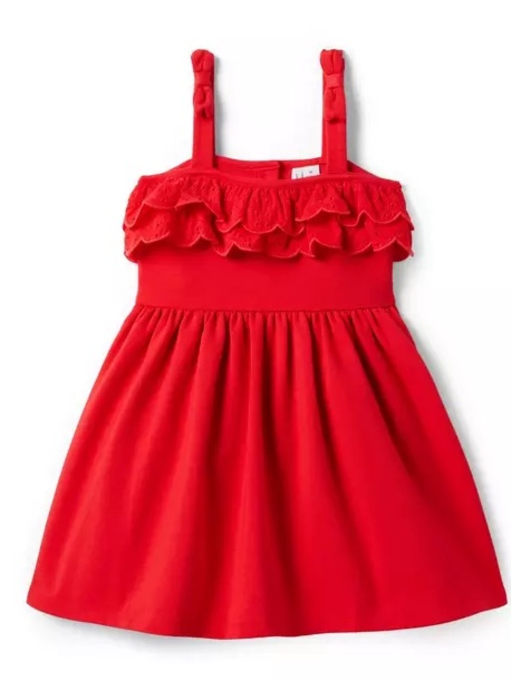 JANIE AND JACK Eyelet Ruffle Ponte bows Dress Top tomato red